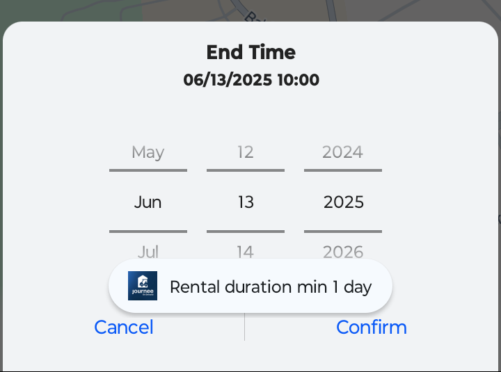 Step 6: Rental Time Selection